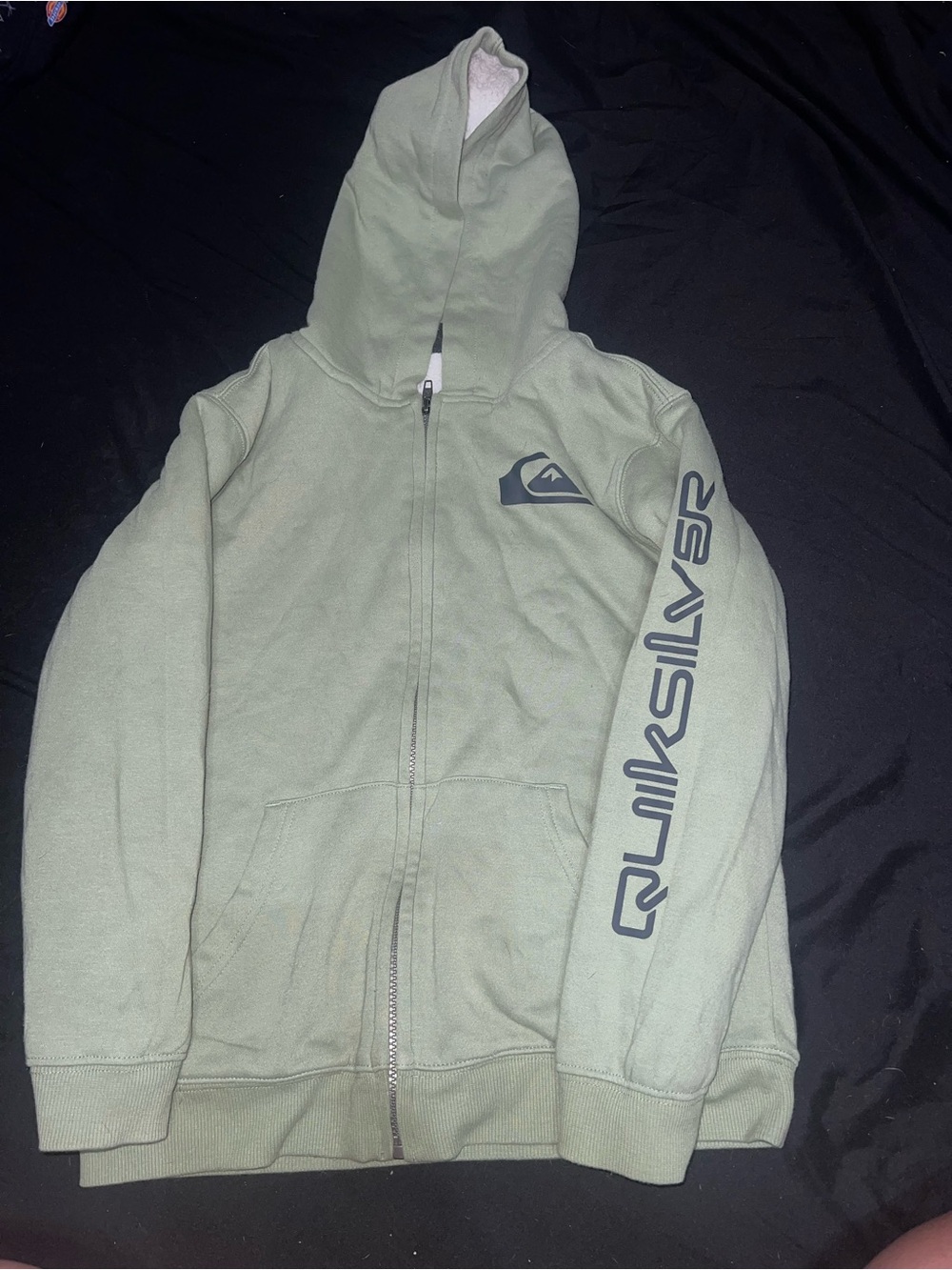 Quiksilver Men's Sage Green Zip-Up Sherpa Hoodie